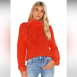 Free People bright red sweetheart sweater